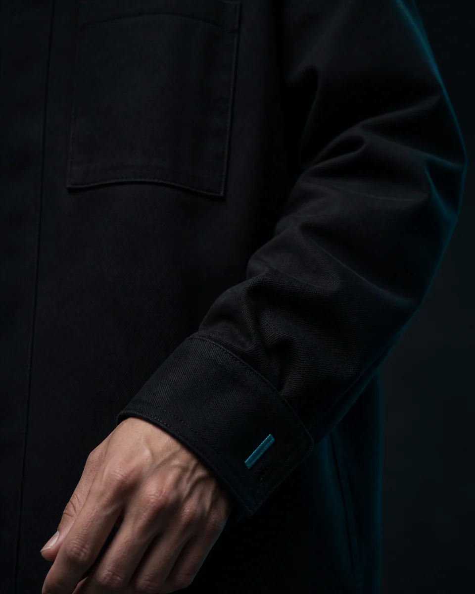 Veil Overshirt cyan cuff detail