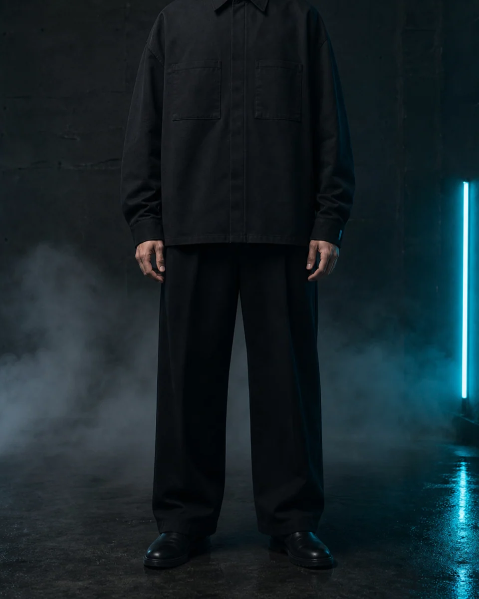 Veil Overshirt in Void Black front editorial